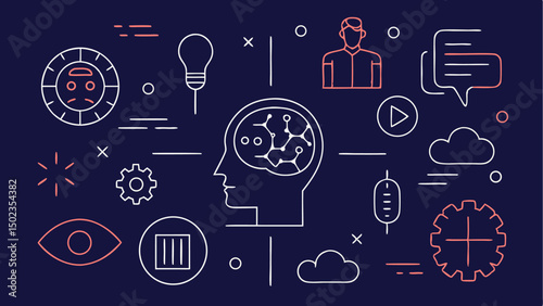 Explore editable stroke icons representing artificial intelligence applications and services perfect for innovation-driven websites and presentation materials