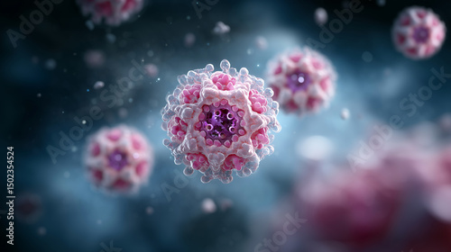 Closeup of virus structure in biomedical illustration