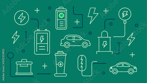 Charging stroke icon collections designed with batteries power cables energy symbols and electricity visuals perfect for tech websites and mobile apps