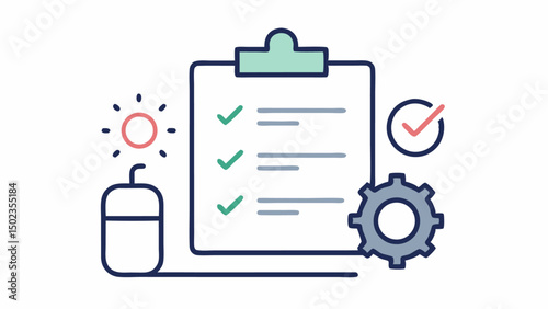 Compliance stroke icon set featuring checklists, policies, and document line icons to support governance, auditing, and risk management visual communication.