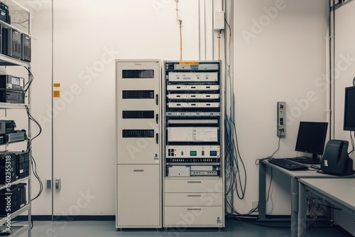 Modern server room with equipment for data management and processing