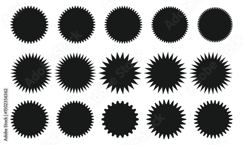 Set of vector starburst, sunburst badges. Vintage labels. Colored stickers. A collection of different types and colors icon. Eps 10.