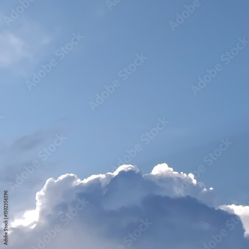 cumulonimbus cloud, blue sky, rain clouds, cloud formations, sunlight, thick clouds, silver lining, atmosphere, extreme weather, dramatic sky, dark clouds, luminous clouds, overcast mood, contrasting