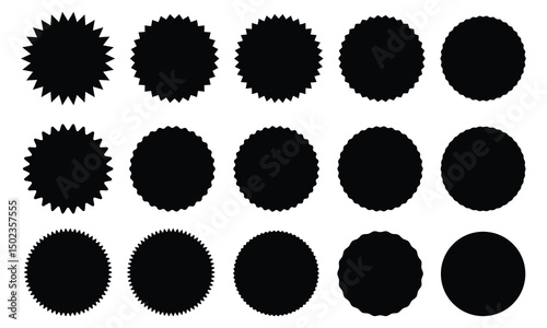 Blank badge sticker label starburst set
