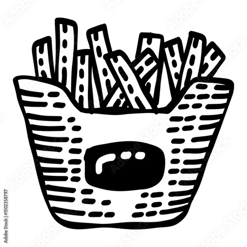 French Fries hand drawn icon