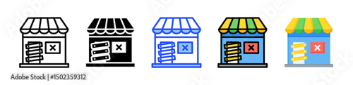 Closed Store Icon Collection With Multiple Styles