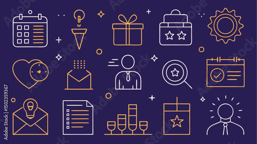 Event Planning Stroke Icon Collection for Professional Organizers