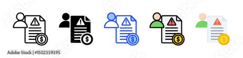 Debt Collection Notice Icon Collection With Multiple Styles