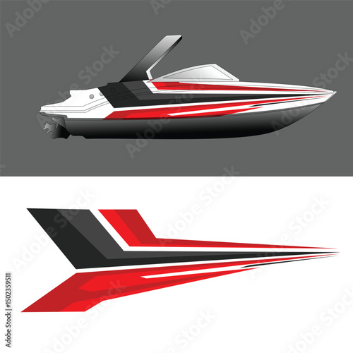 boat body wrapping sticker decal vector design. speed boat decal