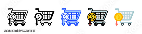 Shrinking Consumer Spending Icon Collection With Multiple Styles