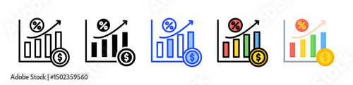 Interest Rate Icon Collection With Multiple Styles