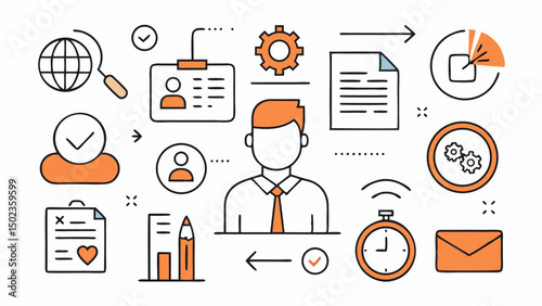 Find Job Stroke Icon Collections Featuring Job Search and Employment Icons