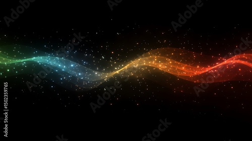 Abstract rainbow waves on black background (1)