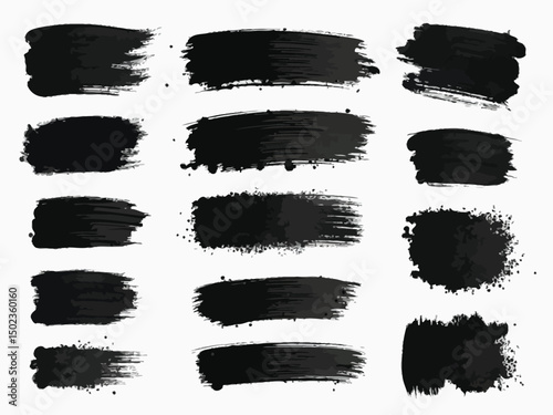 Set of vector black ink brush strokes, grunge paint collection, design elements.