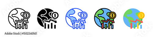 Financial Crisis Icon Collection With Multiple Styles