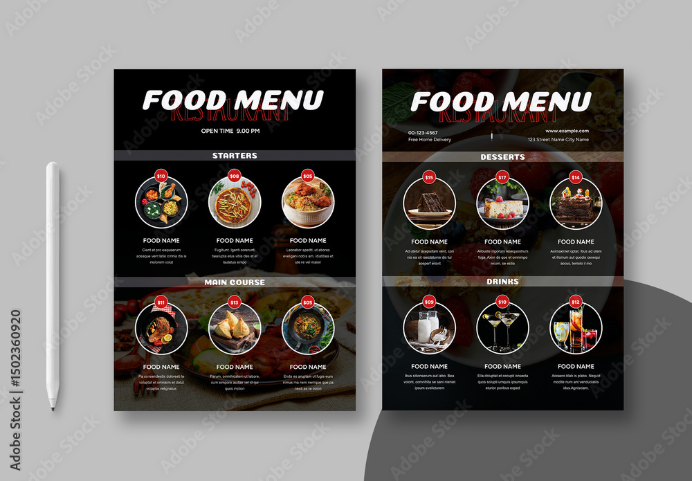 Restaurant Menu Layout Stock Template | Adobe Stock