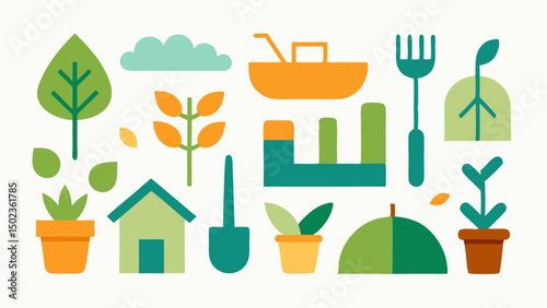 Clean and editable garden stroke icon set perfect for illustrating natural environments, backyard planning, and landscape design visuals in vector format.