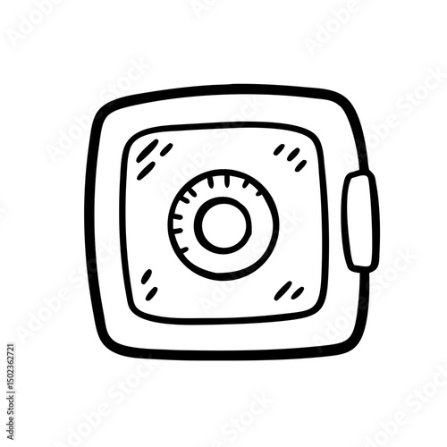 Metal Bank Safe Icon In Flat Style