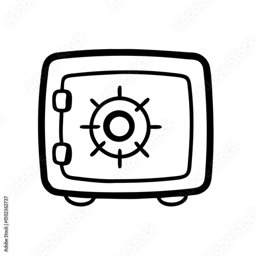 Metal Bank Safe Icon In Flat Style