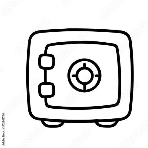 Metal Bank Safe Icon In Flat Style