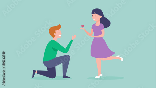 Love proposal vector icon of a man kneeling with a ring symbolizing romantic proposals engagements and love suitable for wedding planners and romantic content