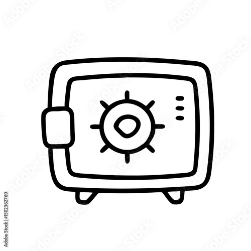 Metal Bank Safe Icon In Flat Style