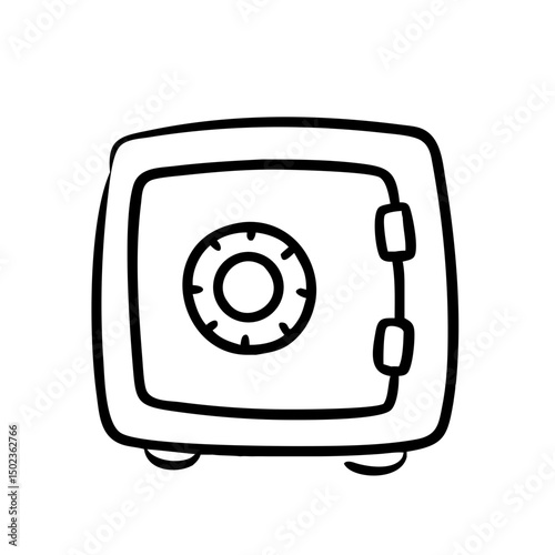 Metal Bank Safe Icon In Flat Style