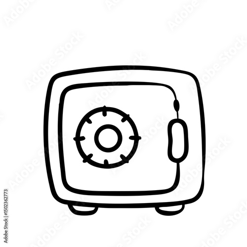 Metal Bank Safe Icon In Flat Style