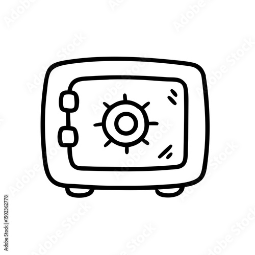 Metal Bank Safe Icon In Flat Style