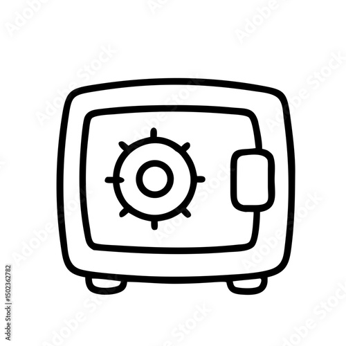 Metal Bank Safe Icon In Flat Style