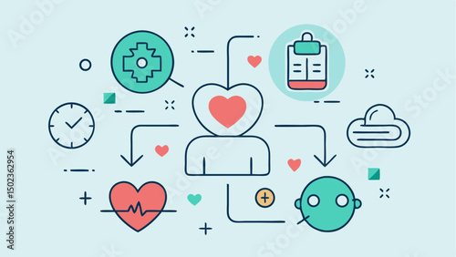 Mental health editable icon collection with line art symbols highlighting wellness therapy meditation support groups and emotional care perfect for digital wellness designs