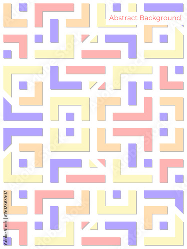 Abstract geometric maze background. Colorful interlocking shapes design. Vibrant retro style background. with color pastel, unique and interesting.