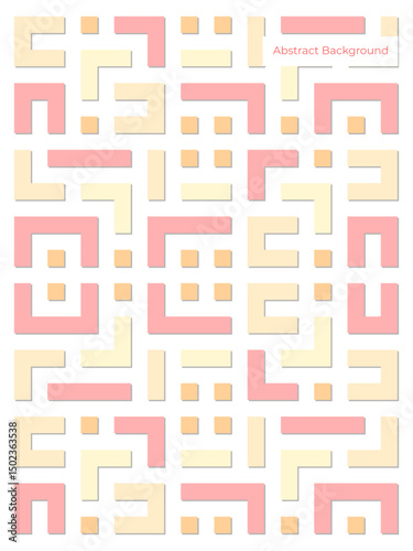 Abstract geometric maze background. Colorful interlocking shapes design. Vibrant retro style background. with color pastel, unique and interesting.