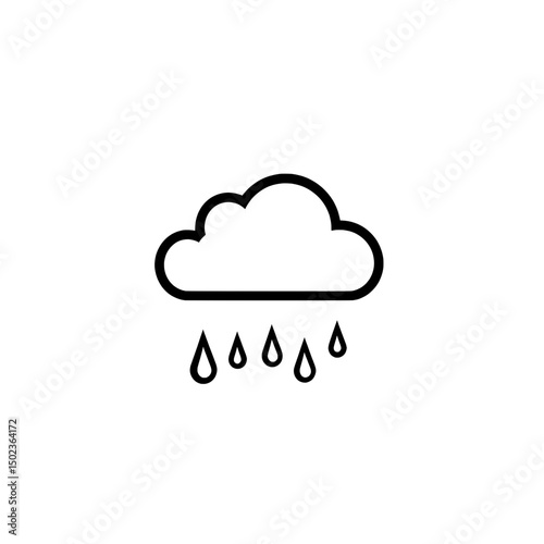 Cloud with evenly spaced raindrops icon in soft outline style for weather-related graphics