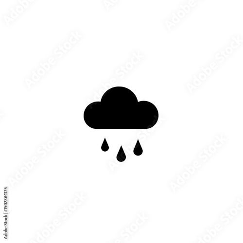Small dark cloud icon with few droplets symbolizing light rainfall in minimalist weather design