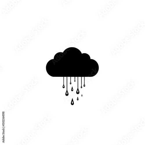 Black cloud icon with long vertical dotted rain lines indicating heavy storm or rainfall
