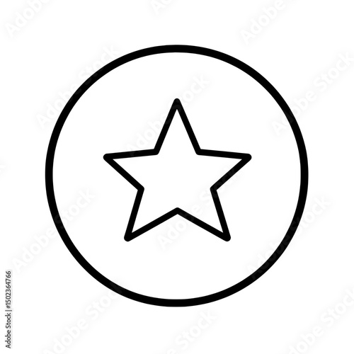 Simple star icon enclosed in circular border for interface and rating design