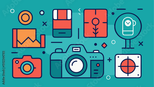 Photography Stroke Icon Collections for Creative Photography Themes and Studio Icons