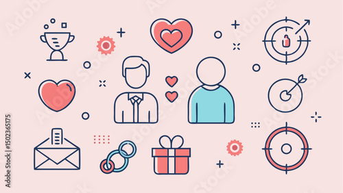 relationship stroke icon collections featuring romantic and personal connections with various designs