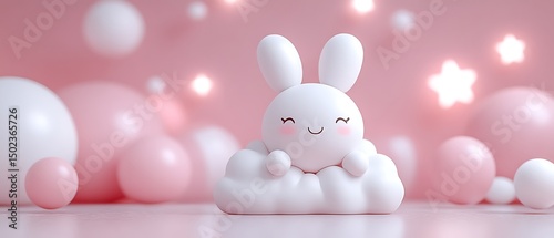 Cute rabbit on a cloud