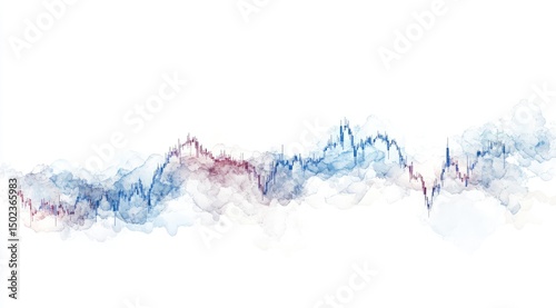 Abstract chart depicting market trends, with misty, swirling patterns of price fluctuations