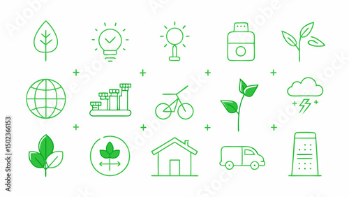 Simple set of eco green ecology vector line icons
