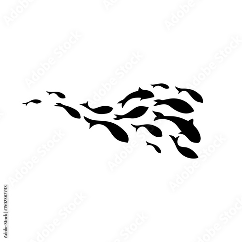 Silhouette of a school of fish vector illustration 