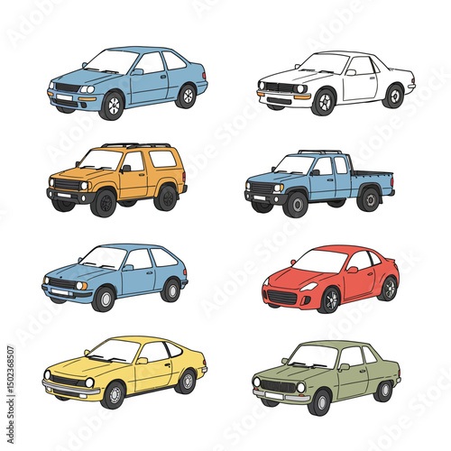ariety of Cars - Colorful Vehicle Collection Illustration