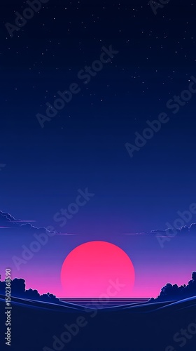 Sunset, night sky, landscape