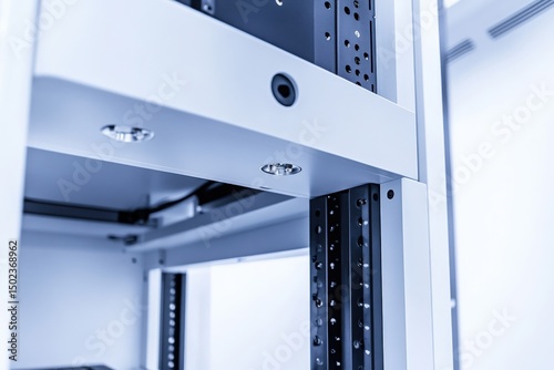 Close up view of industrial equipment components in modern setting
