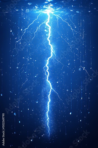 Powerful lightning strike in dark water