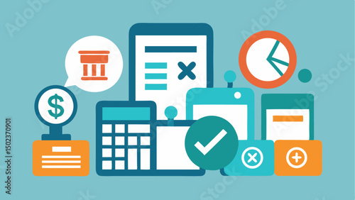 Tax stroke icon set containing tax refund, deductions, and financial services related to taxes