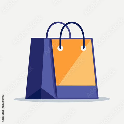 A vibrant shopping bag illustration, perfect for e-commerce websites, showcasing a contemporary design with bold colors and clean lines.