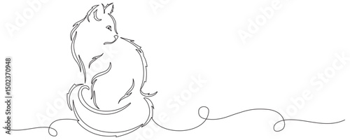 Black cat silhouette on a white background